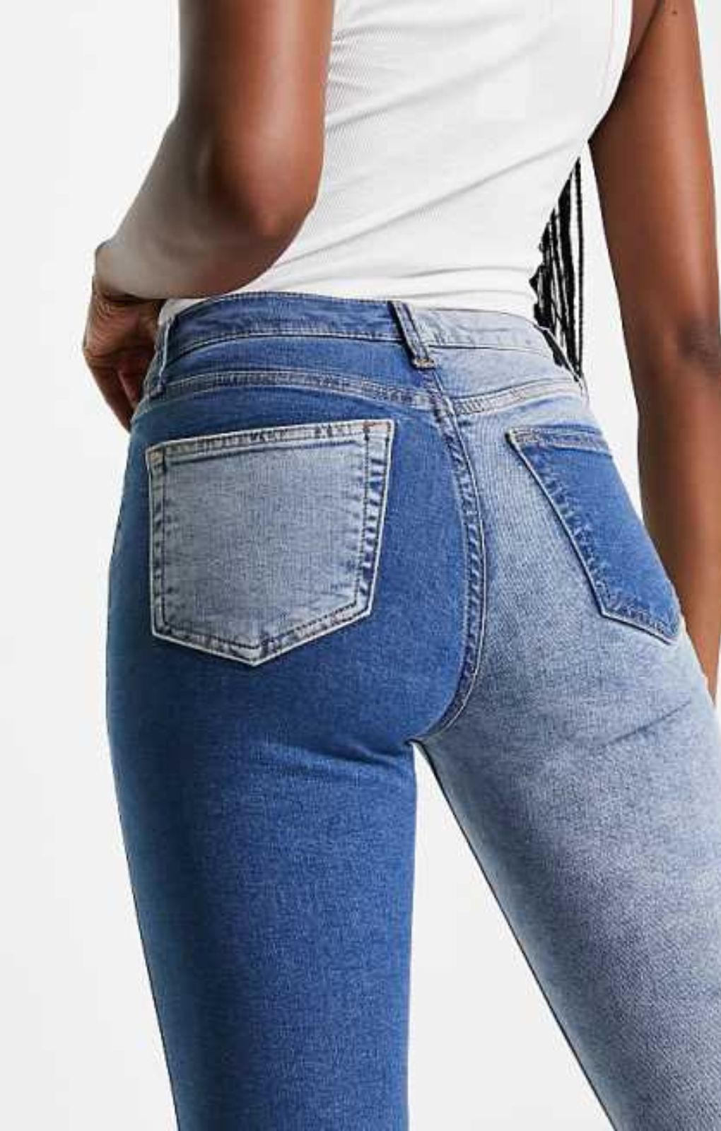 Topshop Colour Block High Rise Jamie Jeans In Multi – jeans by Topshop, available to rent from Hirestreet
