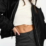 Miss Selfridge Faux Fur Collar Bomber Jacket In Black – coats & jackets by Miss Selfridge, available to rent from Hirestreet