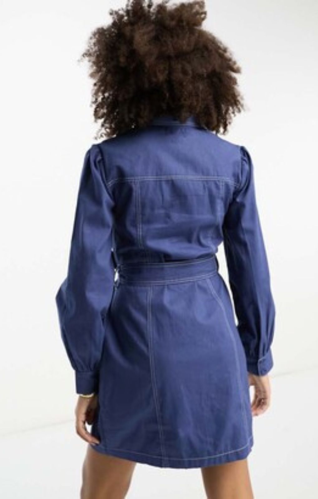 Asos Design Twill Belted Shirt Dress With Contrast Stitch In Blue – dresses by ASOS DESIGN, available to rent from Hirestreet