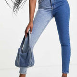 Topshop Colour Block High Rise Jamie Jeans In Multi – jeans by Topshop, available to rent from Hirestreet