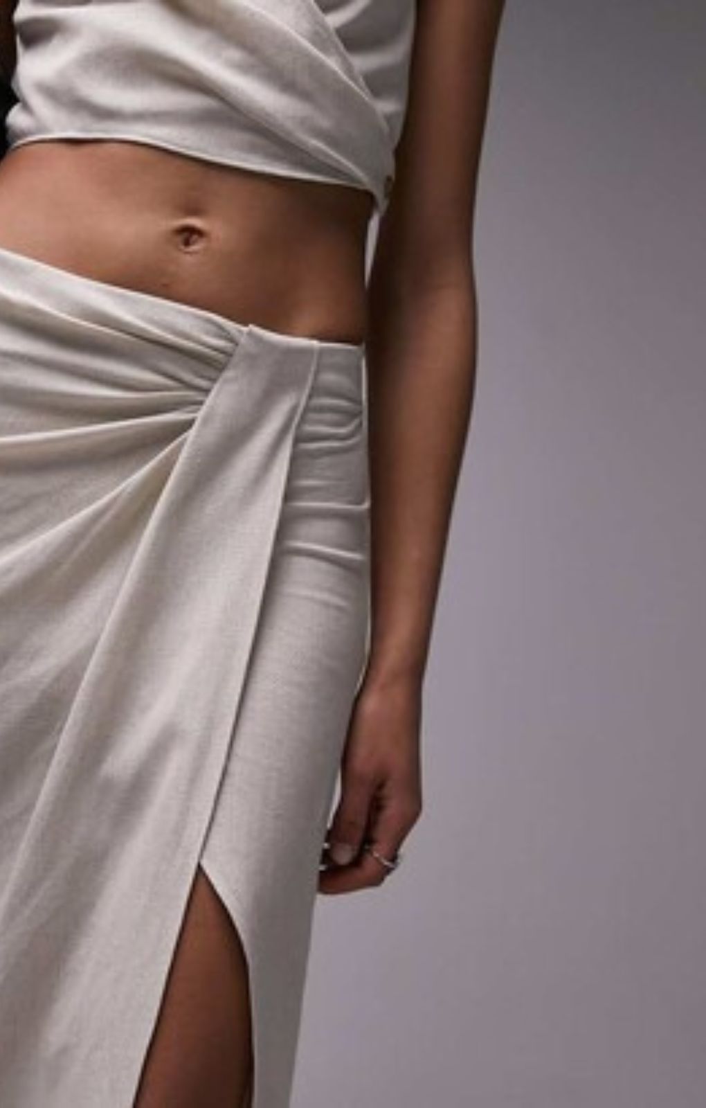 Topshop Linen Tuck Waist Maxi Skirt In Sand – skirts by Topshop, available to rent from Hirestreet