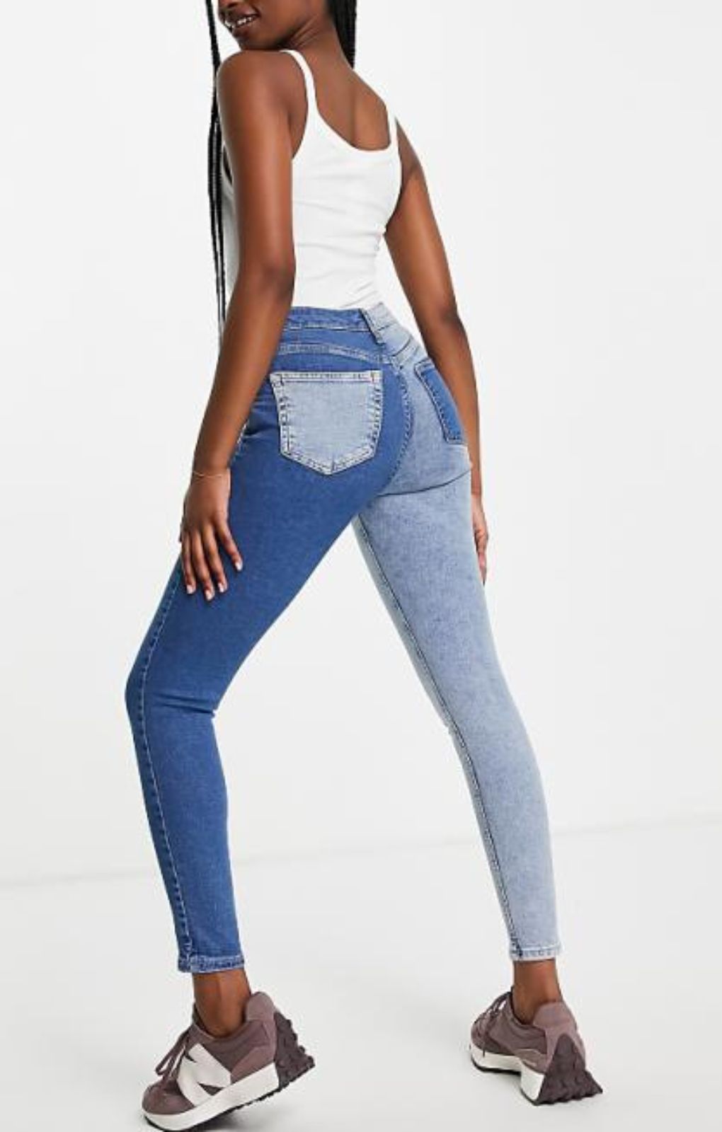 Topshop Colour Block High Rise Jamie Jeans In Multi – jeans by Topshop, available to rent from Hirestreet