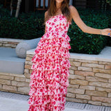 Anne Louise Boutique Pink Waterfall Maxi Dress