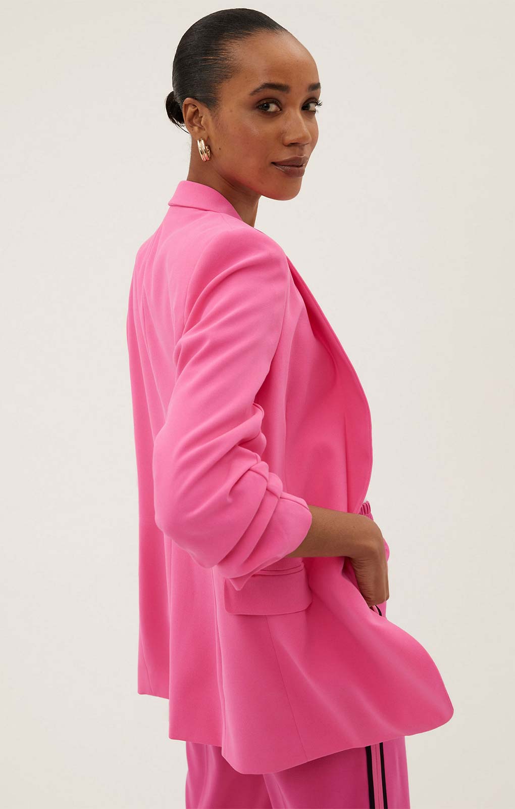 M&S Rose Ruched Sleeve Crepe Jacket