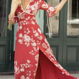 Hope & Ivy Red Helene Open Back Dress