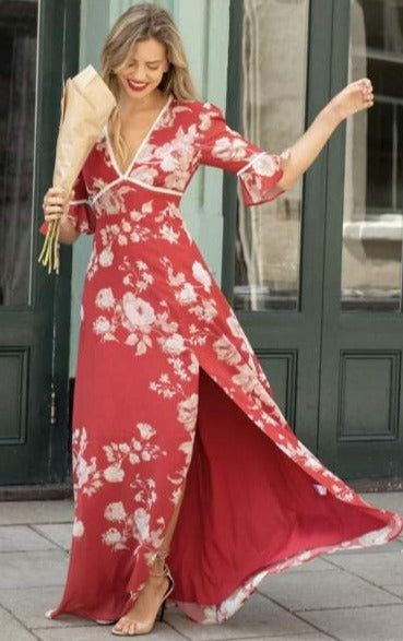 Hope & Ivy Red Helene Open Back Dress