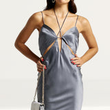 River Island Silver Silk Slip Maxi Dress product image