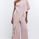 River Island Pink Drape Shoulder Jumpsuit