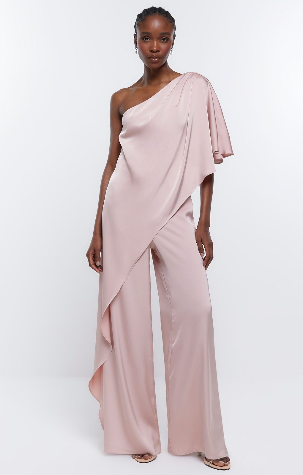 River Island Pink Drape Shoulder Jumpsuit