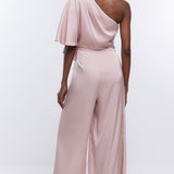 River Island Pink Drape Shoulder Jumpsuit