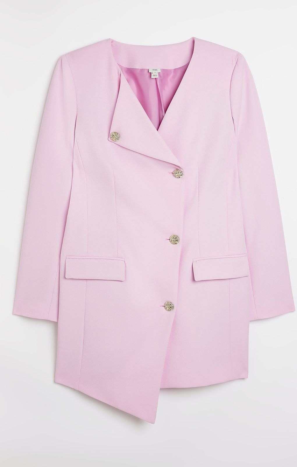 River Island Pink Long Sleeve Wrap Blazer Dress