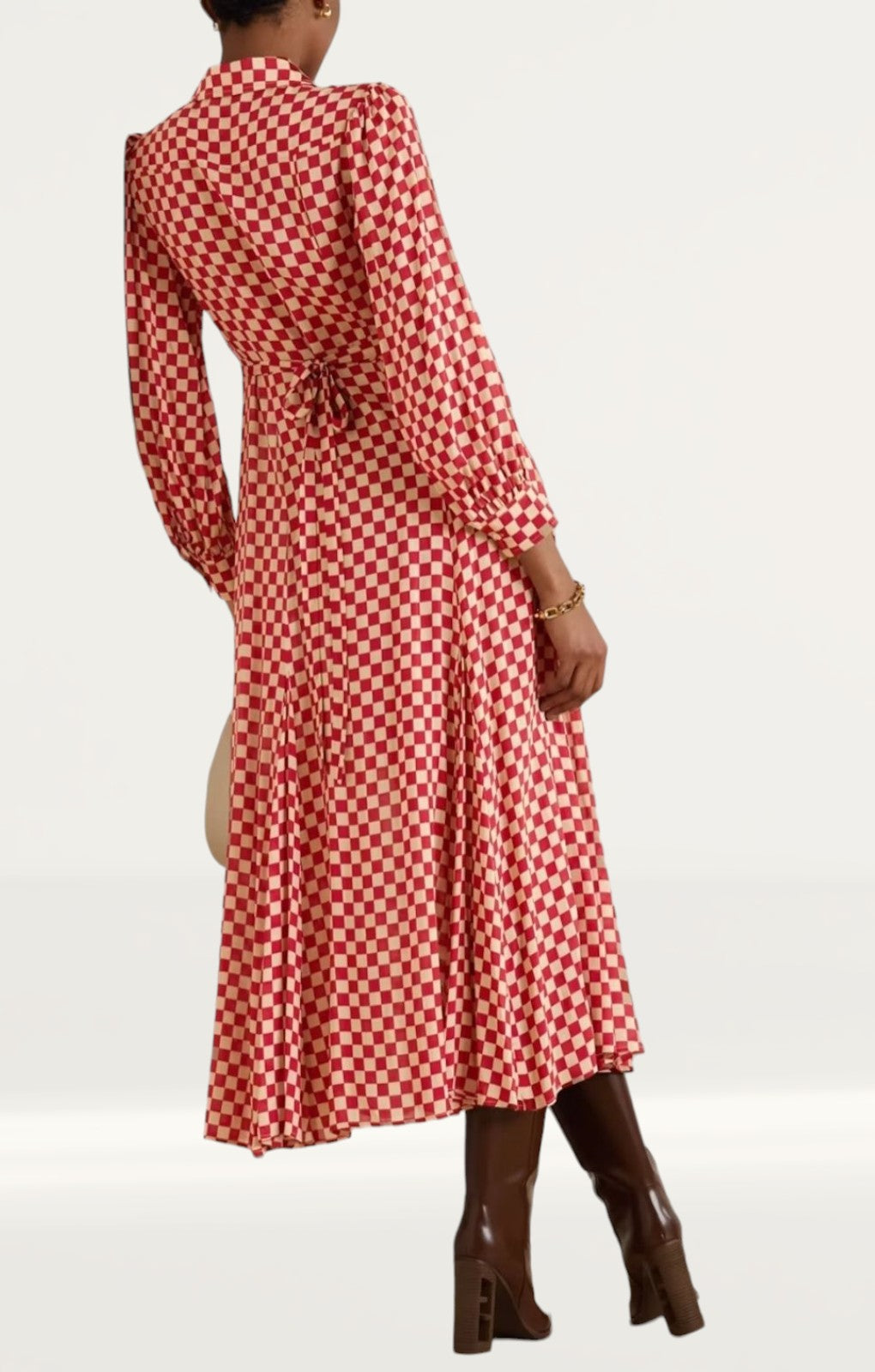 Rixo Chilli Checkerboard Maddison Midi Dress