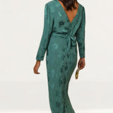 Rixo Ginger Poppy Jacquard Tie Waist Midi Dress