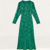Rixo Ginger Poppy Jacquard Tie Waist Midi Dress