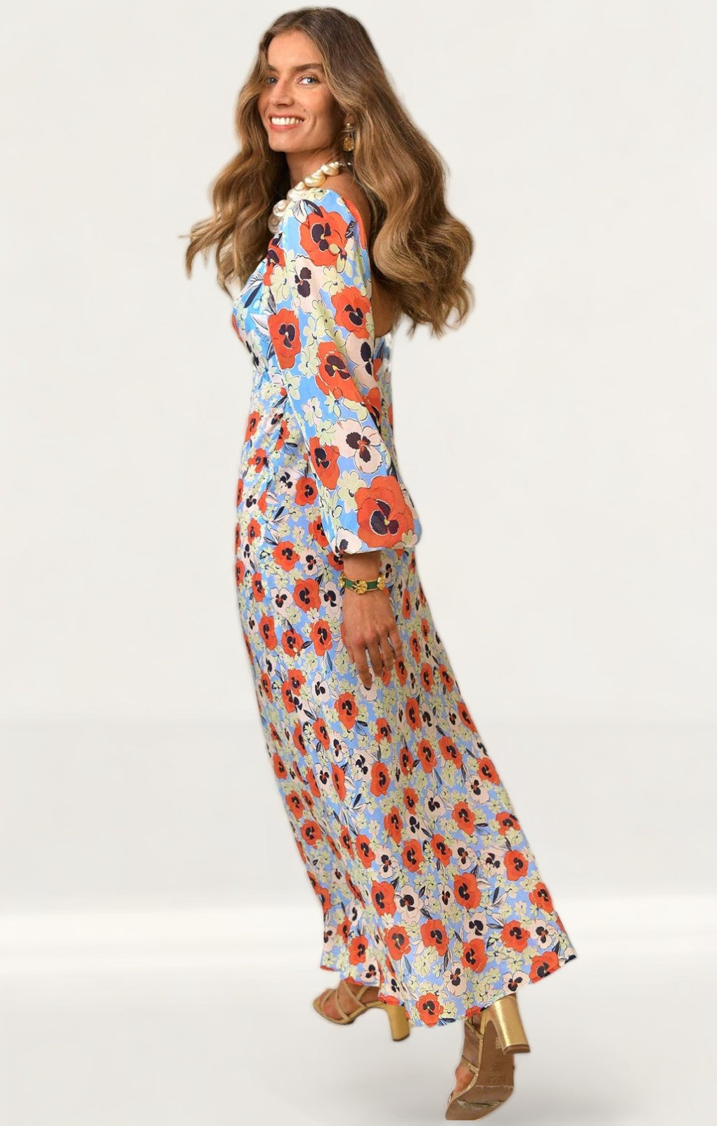 Rixo Red Pansy Gio Midi Dress