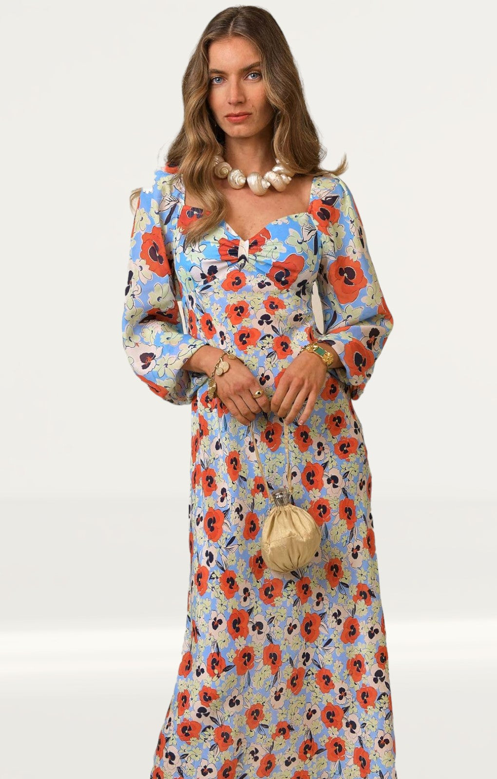Rixo Red Pansy Gio Midi Dress