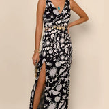 Rixo Moniq Oceanic V-Neck Midi Dress