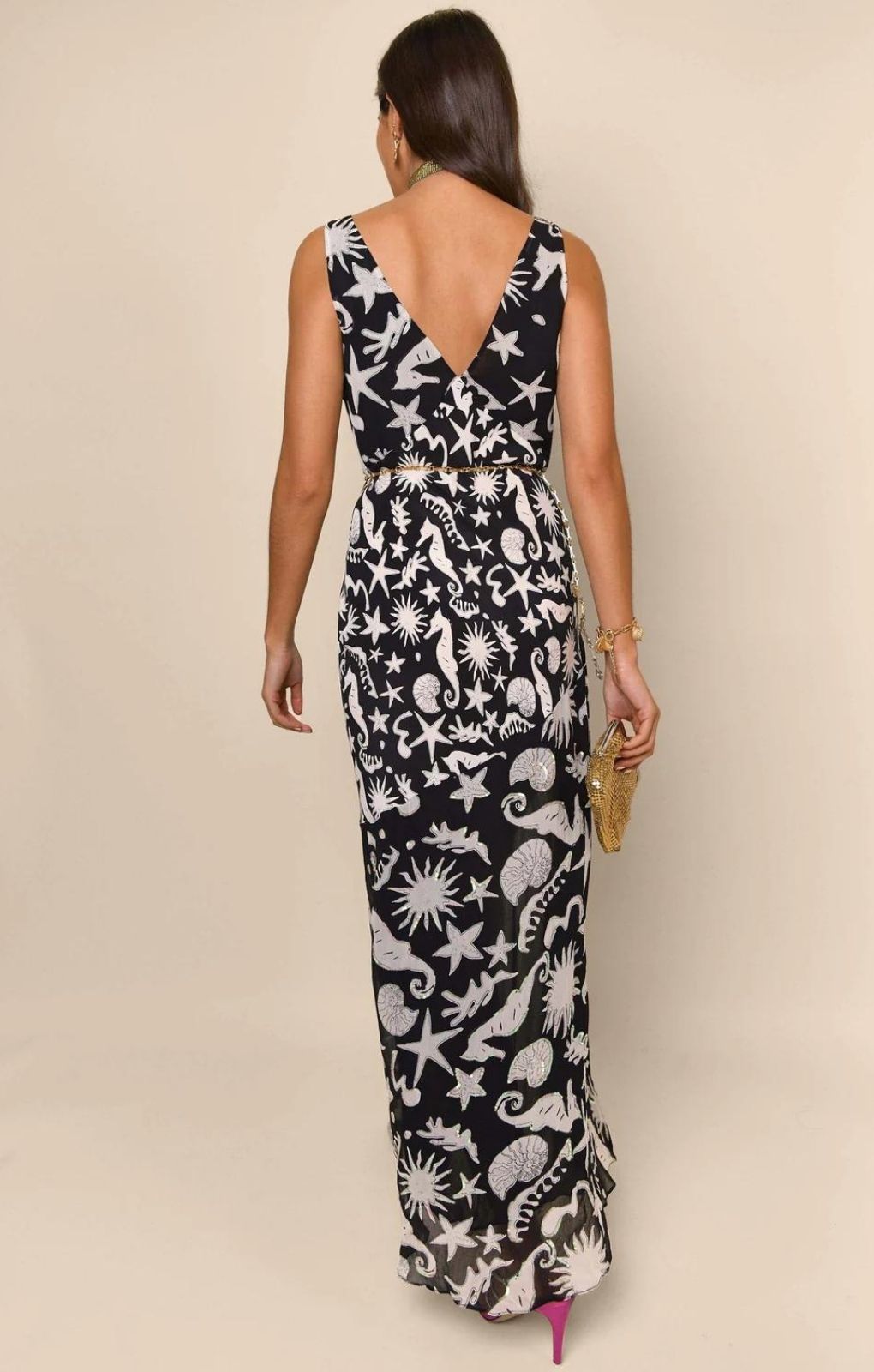 Rixo Moniq Oceanic V-Neck Midi Dress