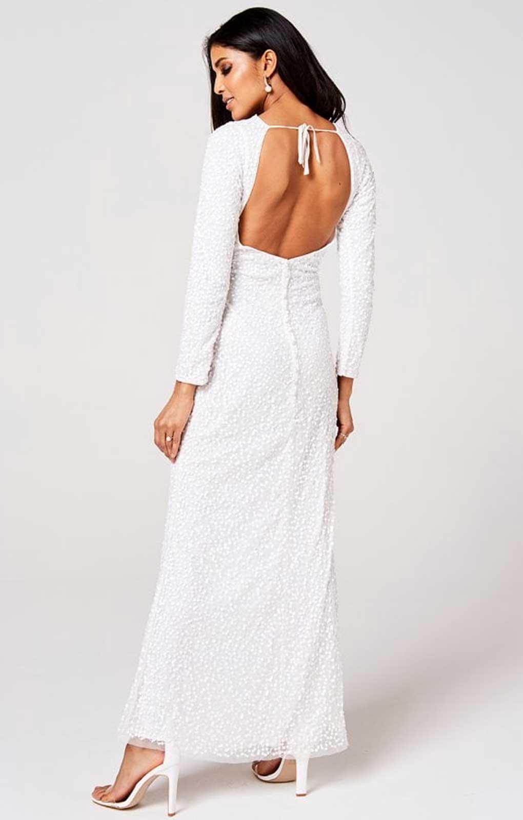 Little Mistress Pandora White Embellished Maxi Dress