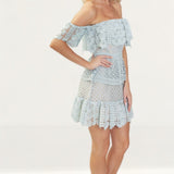Runaway The Label Baby Blue Mini Dress With Lace Detail