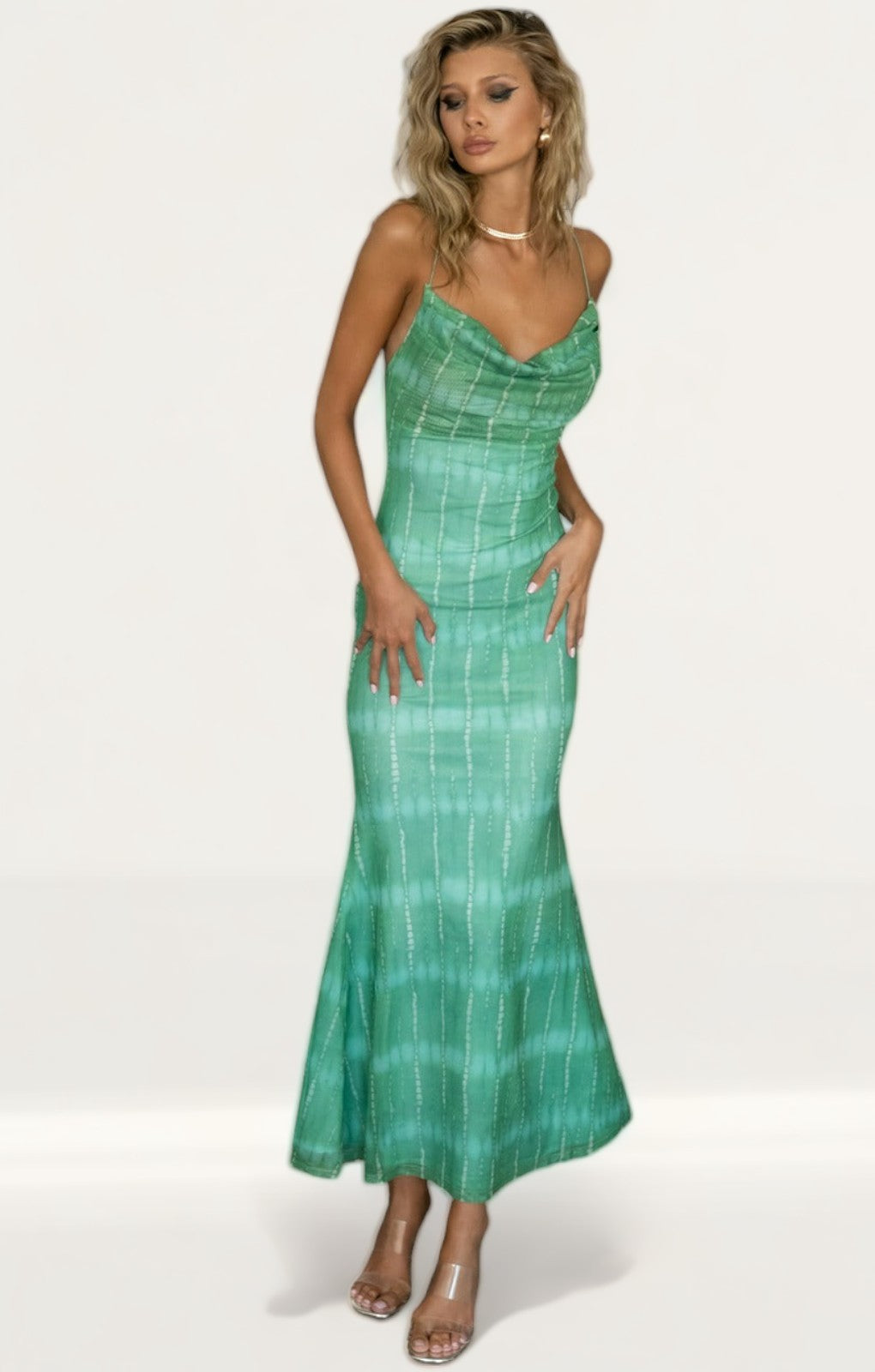Runaway The Label Sol Mesh Dress in Nori Print