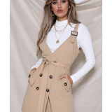 Runaway The Label Tan Mini Dress With Button Detail