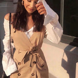 Runaway The Label Tan Mini Dress With Button Detail