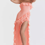 House of CB Serena Apricot Ruffle Maxi Dress