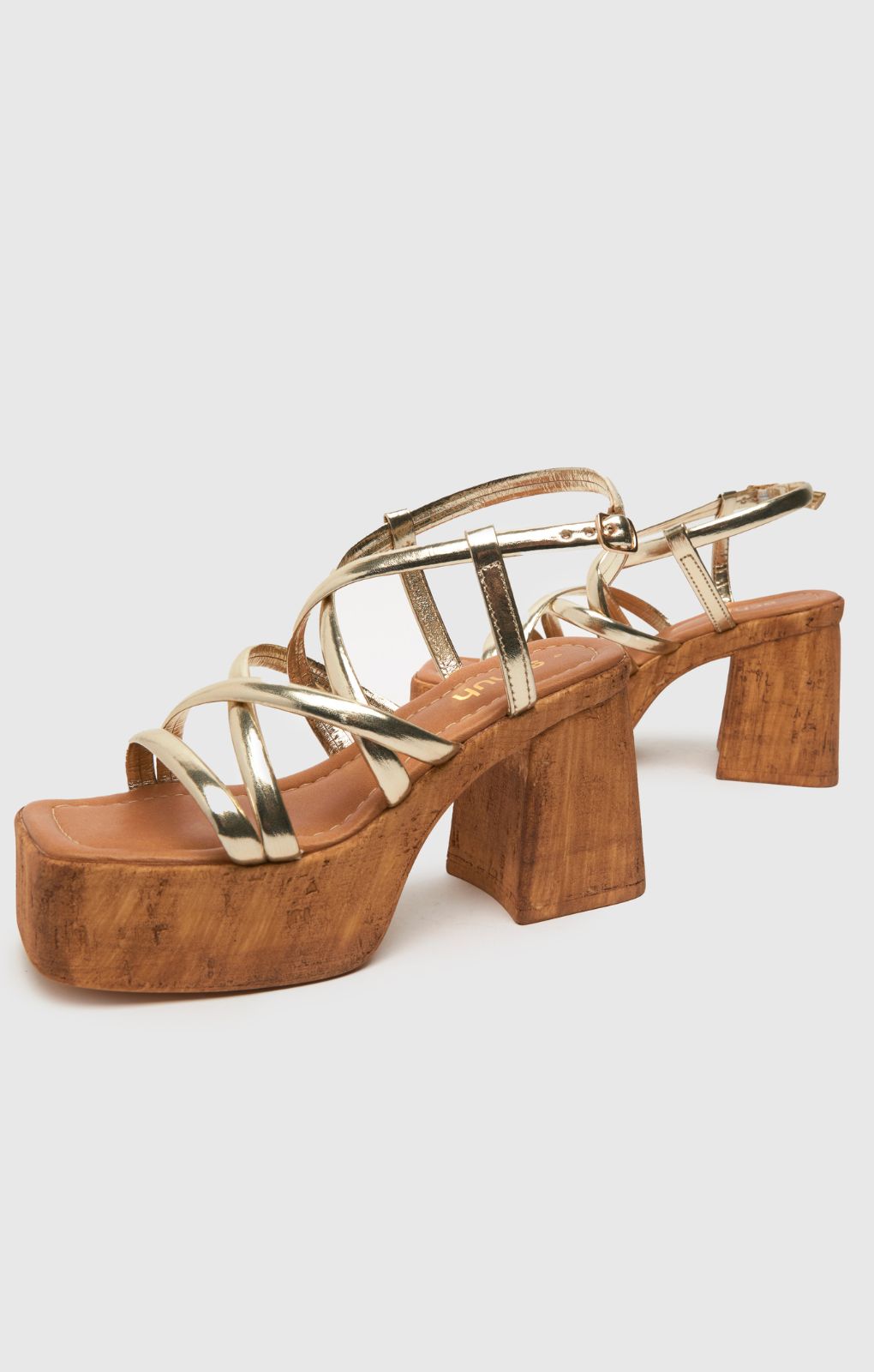 Schuh Vivian Strappy Cork Platform Sandals in Gold product image