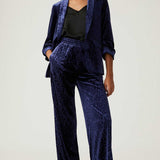 M&S Navy Animal Velvet Trouser Suit Co-Ord