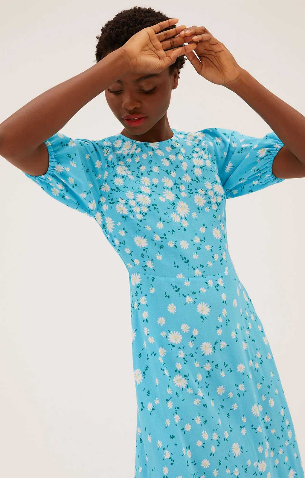 M&S Collection Floral Round Neck Midaxi Tea Dress