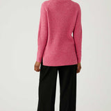 M&S Pink Ribbed Funnel Neck Relaxed Longline Jumper