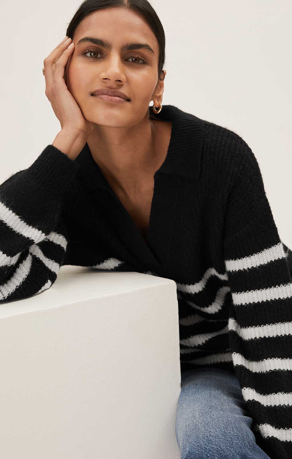 M&S Striped Collared Jumper