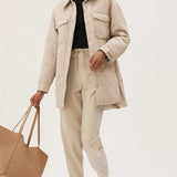 M&S Fawn Textured Quilted Collared Shacket