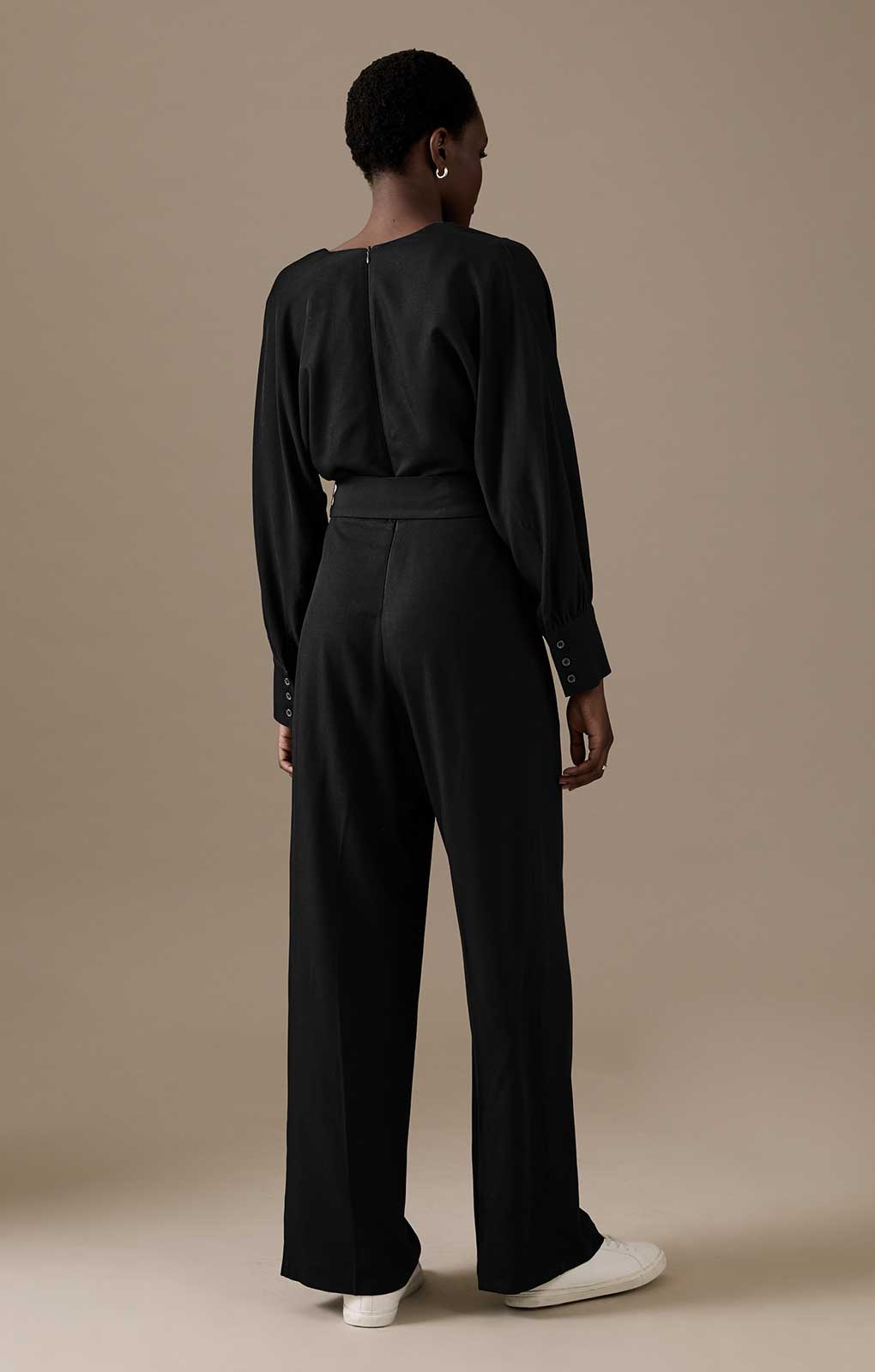 M&S Belted Long Sleeve Wrap Jumpsuit With Wool