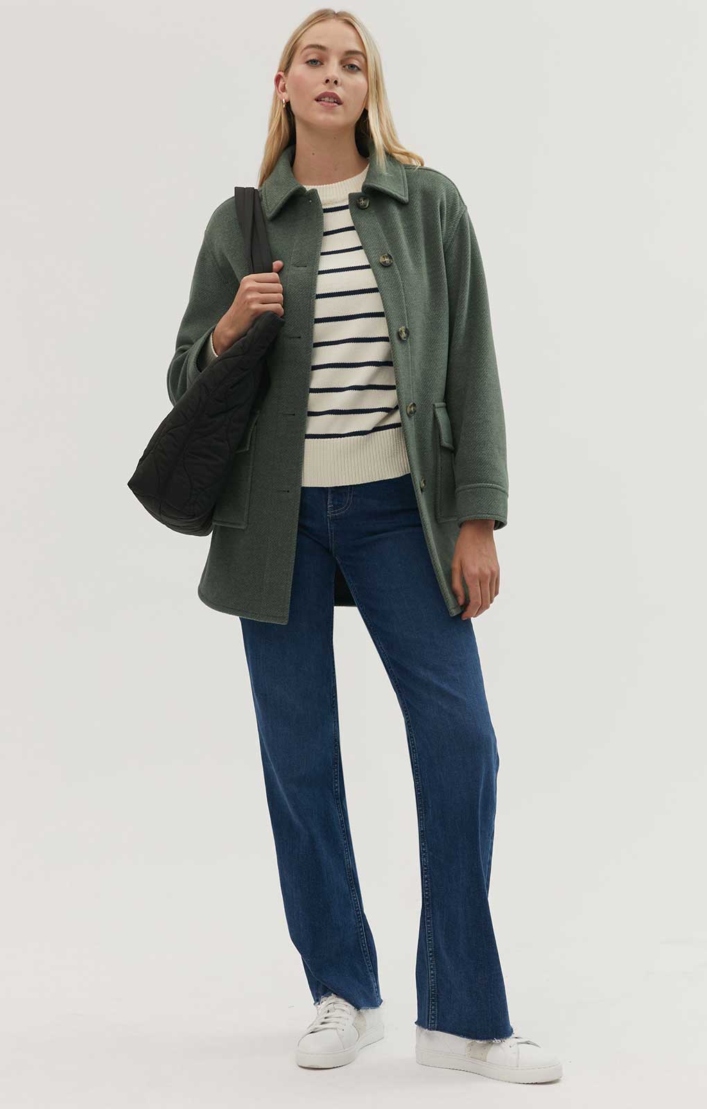 M&S Khaki Marl Relaxed Belted Collared Shacket