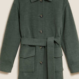 M&S Khaki Marl Relaxed Belted Collared Shacket