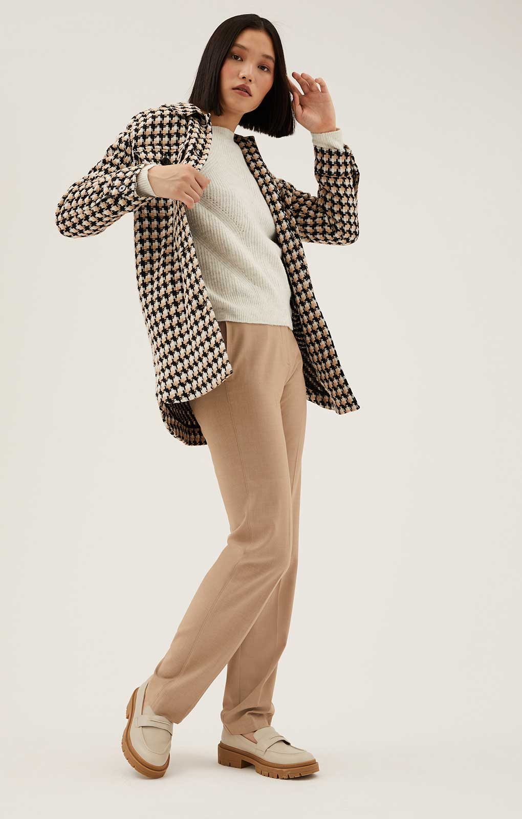 M&S Tweed Collared Longline Shacket