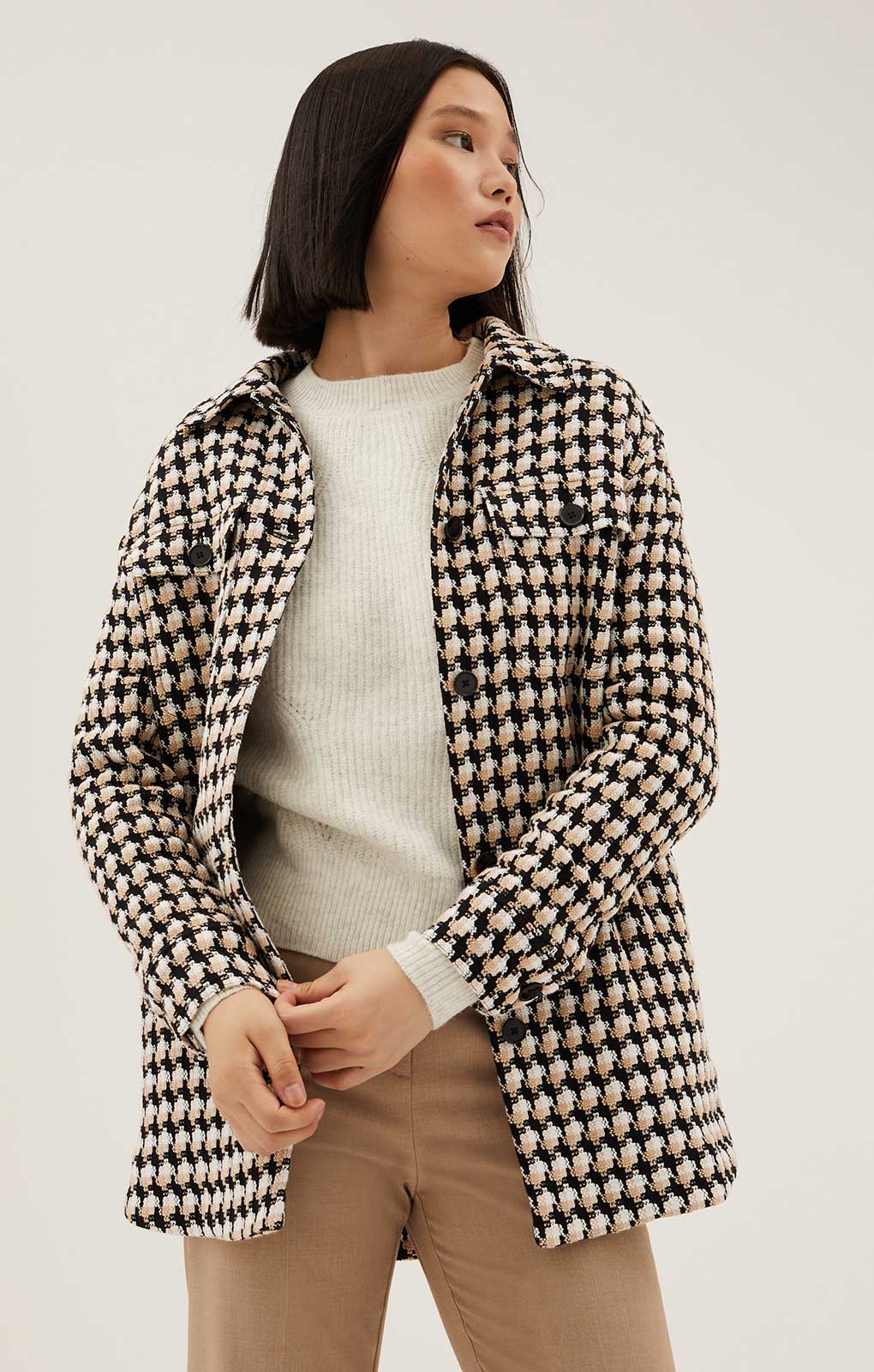 M&S Tweed Collared Longline Shacket