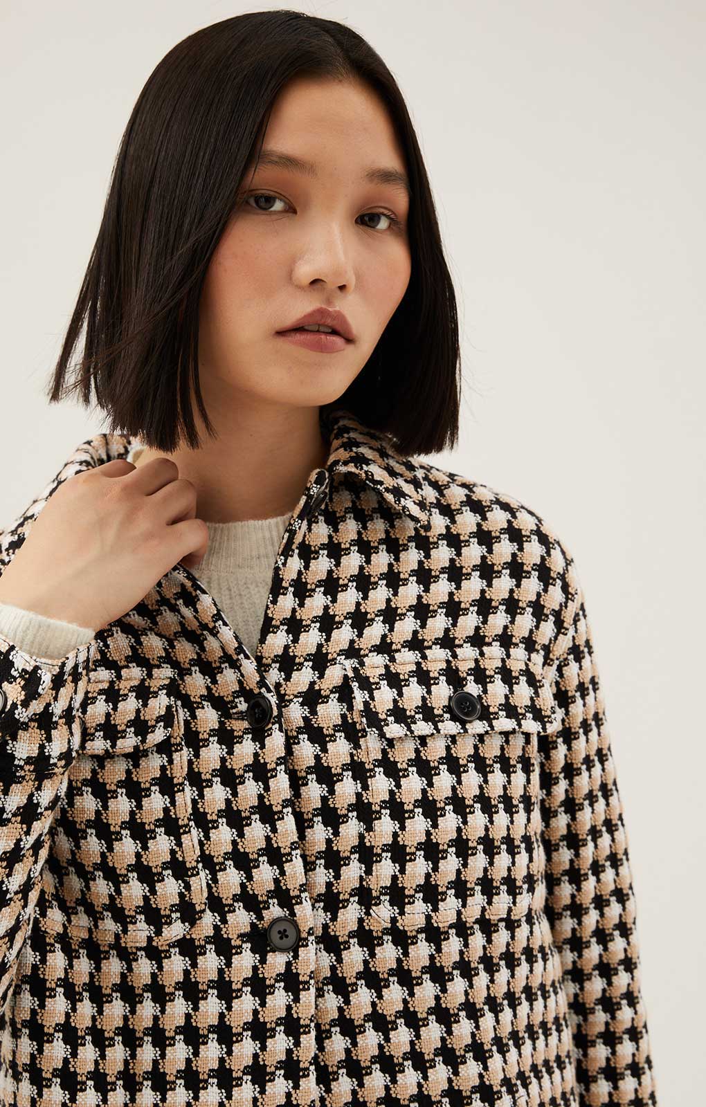 M&S Tweed Collared Longline Shacket