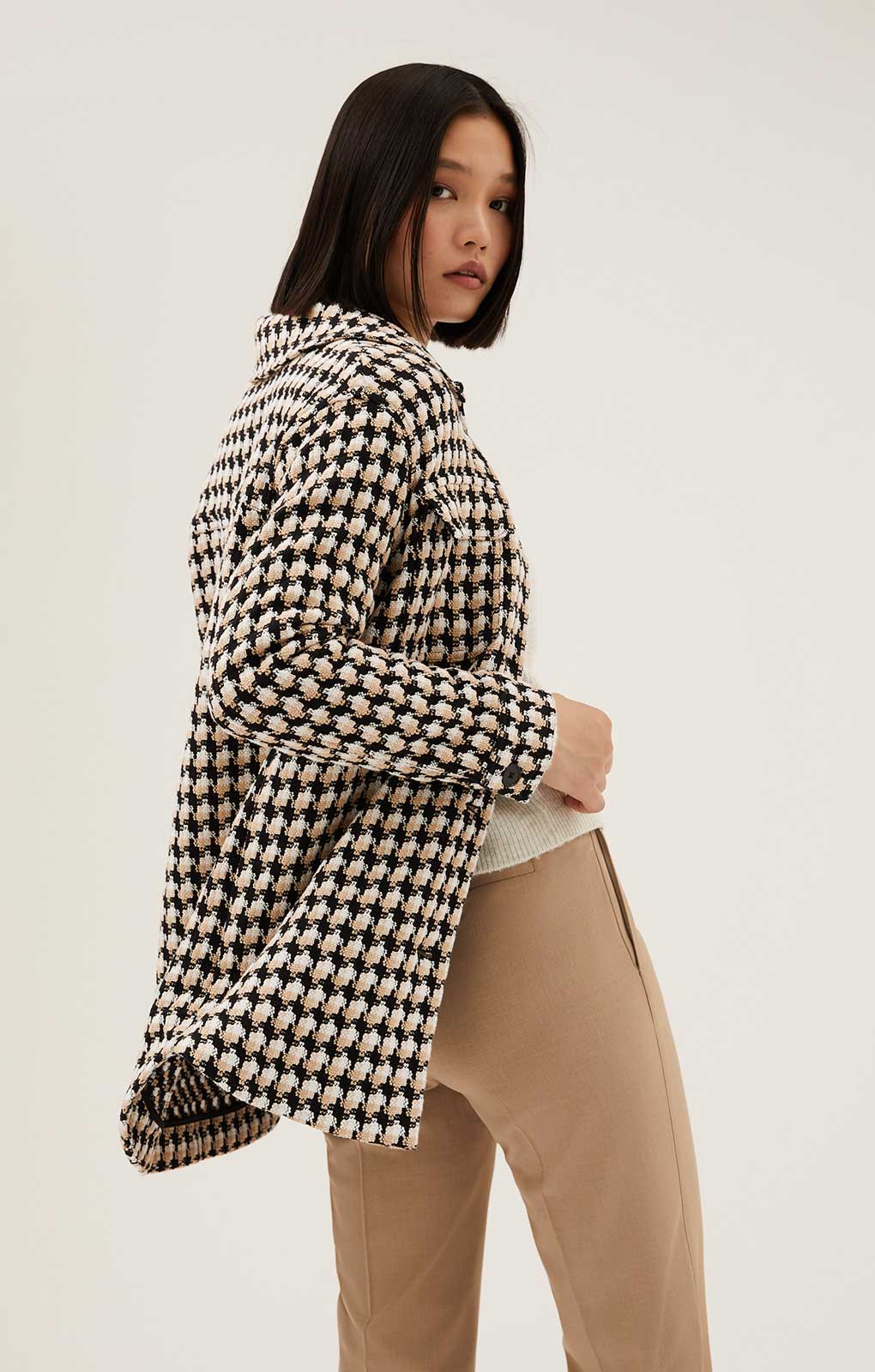 M&S Tweed Collared Longline Shacket