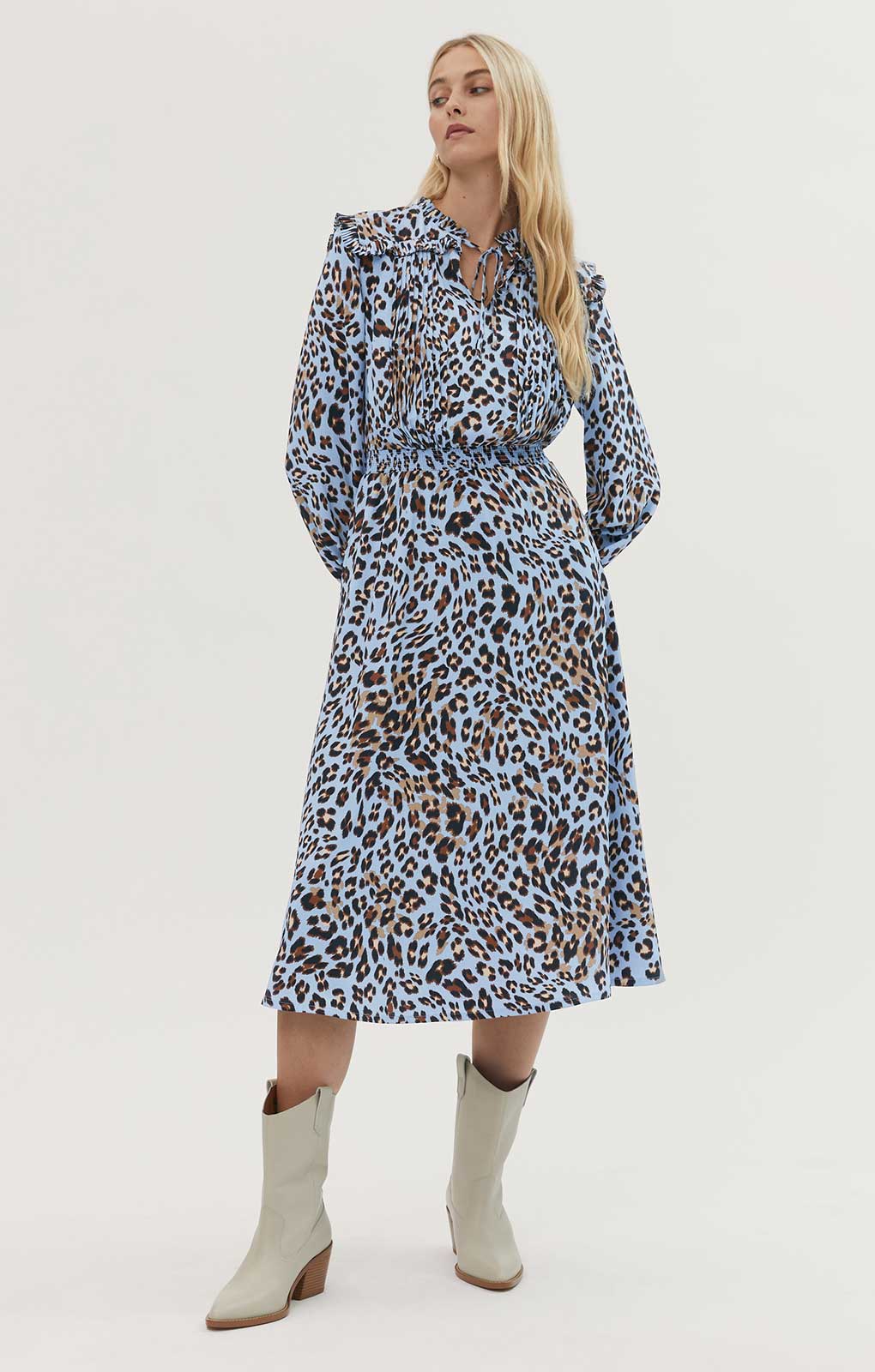 M&S Animal Print V-Neck Midi Waisted Dress product image