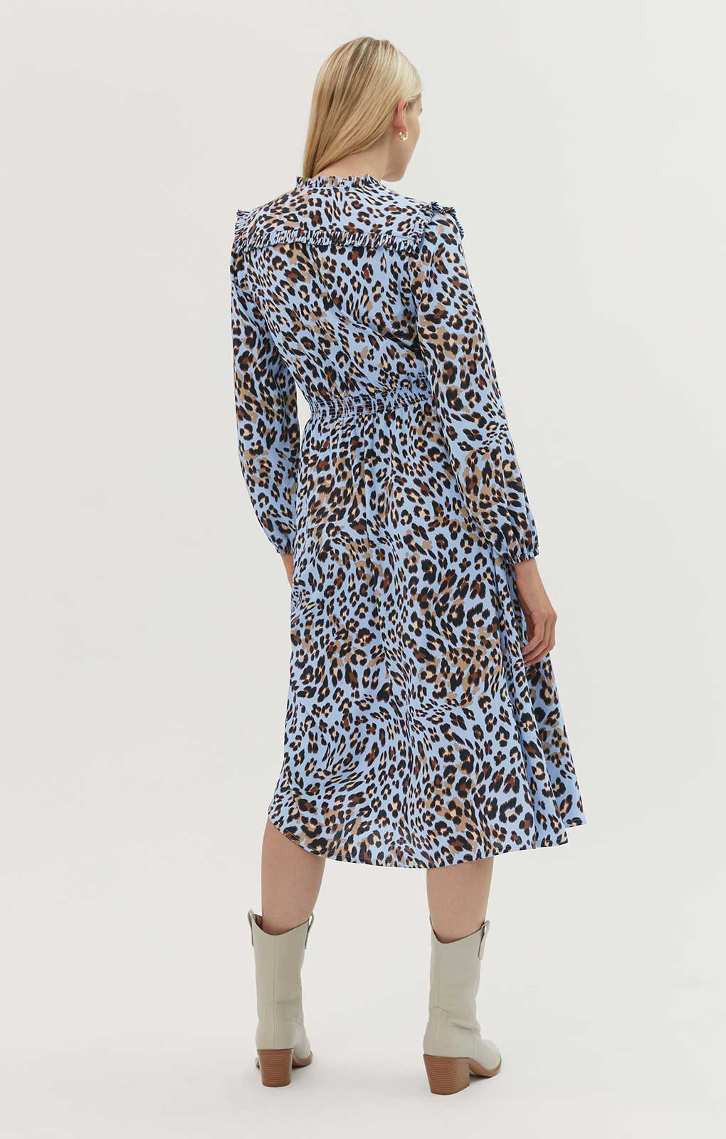 M&S Animal Print V-Neck Midi Waisted Dress