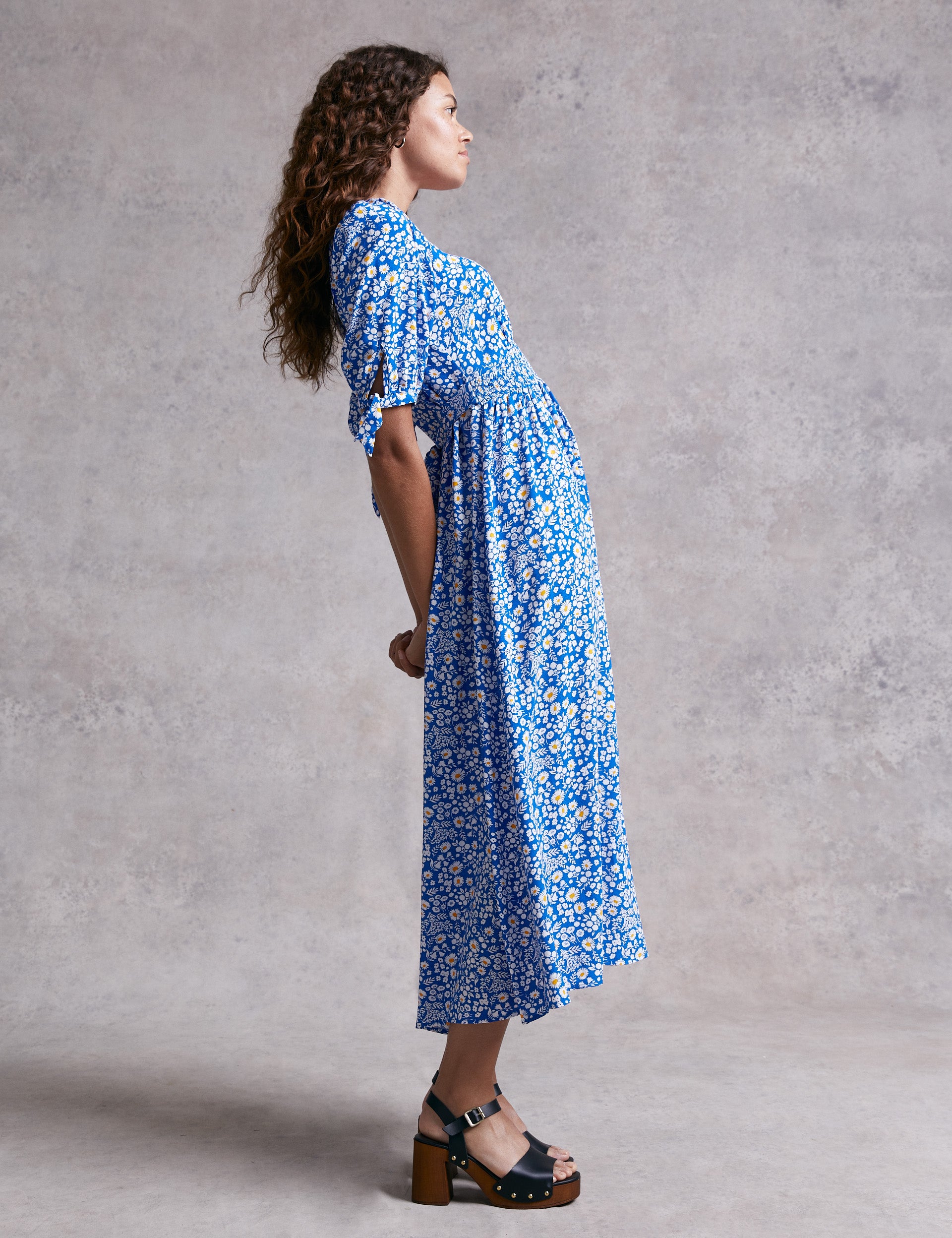 M&S X Ghost Floral Shirred Waist Midi Dress