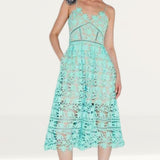 Self-Portrait Azaelea Lace Midi Dress in Mint