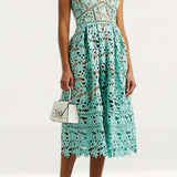 Self-Portrait Azaelea Lace Midi Dress in Mint