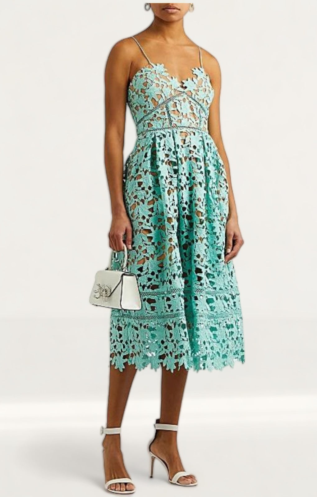 Self-Portrait Azaelea Lace Midi Dress in Mint