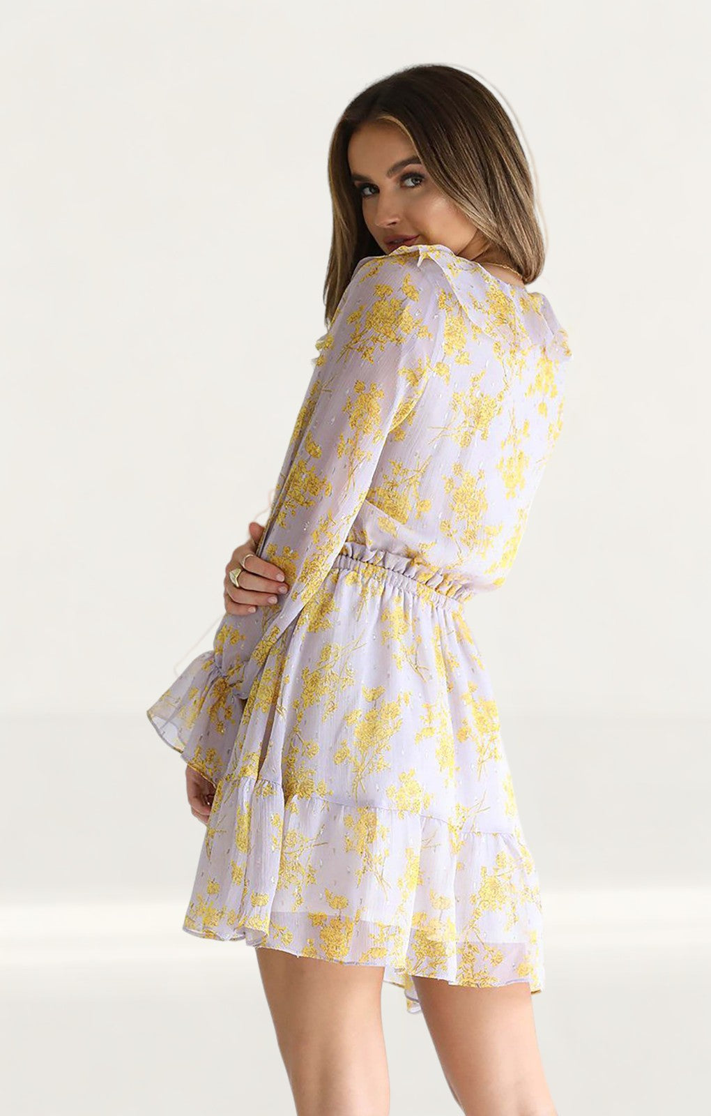 Seven Wonders Long Sleeved Lilac Print Dress