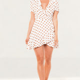 Seven Wonders White Polka Dot Mini Wrap Dress