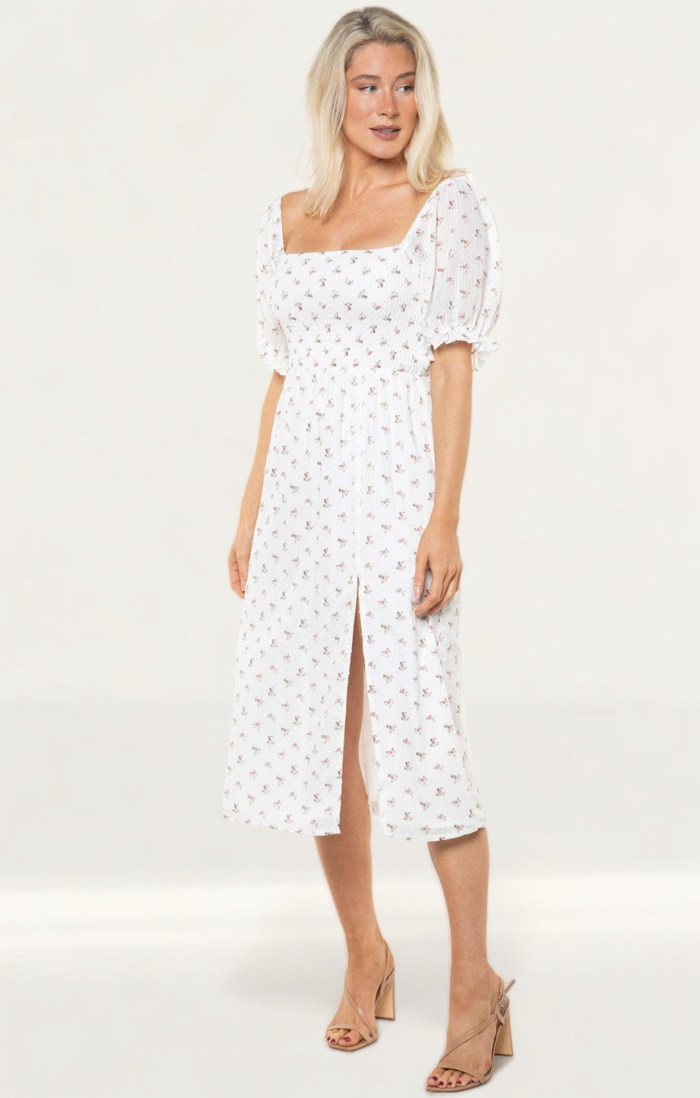 Seven Wonders White Floral Yennifer Midi Dress